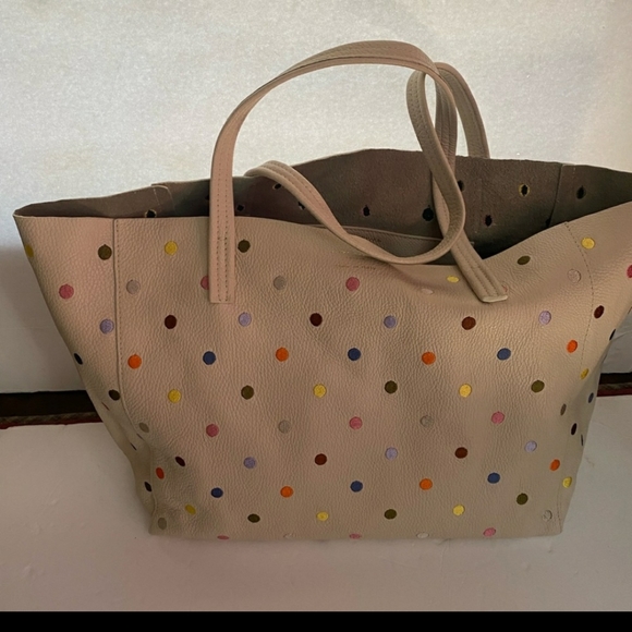 SOLD - Kurt Geiger Oversized XL Italian Leather Polka Dot Tote - "Viloet Tote" - Picture 5 of 8